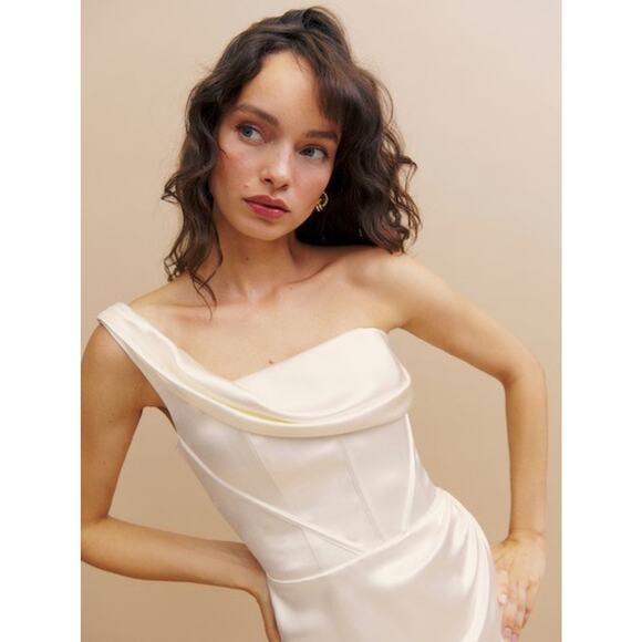 Reformation Eisa Silk Dress Ivory size 4 NWT - Picture 6 of 15